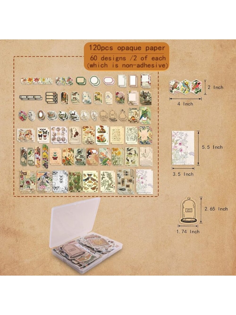 New 200Pcs Vintage Scrapbook Stickers Aesthetic Ephemera for Journals - Picture 3 of 6
